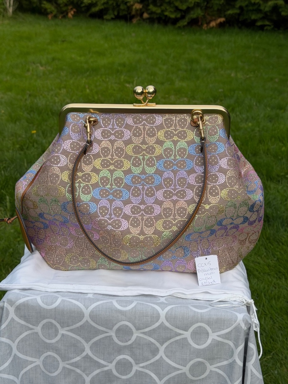 Coach Large Rainbow Kisslock 27 Bag in Signature Jacquard | CCX15 | New - Picture 6 of 17
